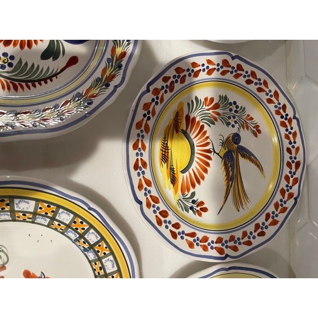 Blue 1990s Henriot Quimper Ceramic Plates With French Artisan Pottery Markings - Set of 8 For Sale - Image 8 of 12