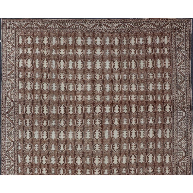 Antique Turkish Rug With Organic Motifs in Brown, Taupe, and Earth Tone Colors 10'6 X 14'8 For Sale - Image 4 of 12