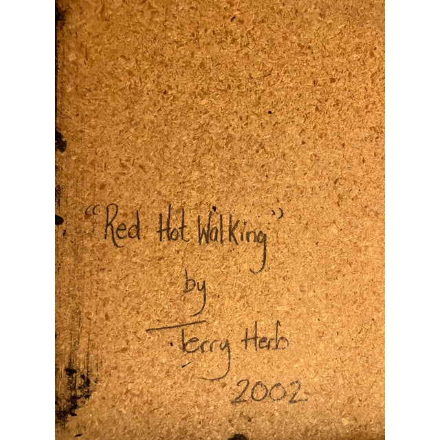 2000 - 2009 Contemporary Original Outsider Artist Terry Herb “Red Hot Walking” Female Portrait Painting For Sale - Image 5 of 5