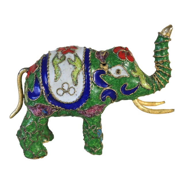 Vintage Cloisonné Elephant Figurine For Sale