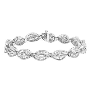 14K White Gold 2.00 Cttw Channel Set Baguette Diamond Vintage Style Link Bracelet (G-H Color, SI1-SI2 Clarity) - 7.25" For Sale