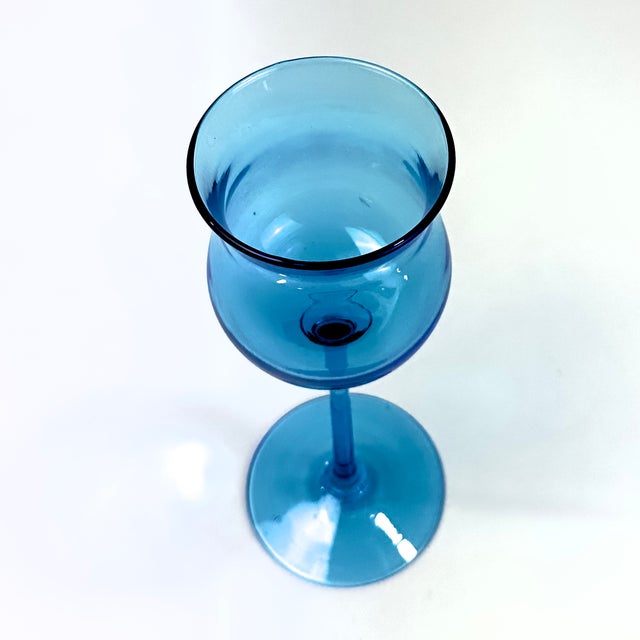 Vintage Ultramarine Glass Stemware Curation - Group of 5 For Sale - Image 10 of 18