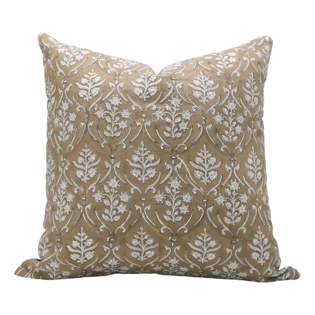 Fabdivine Artisan Block Print Throw Pillow Cover 22x22 Inch Pure Linen-Vishal Pushp For Sale