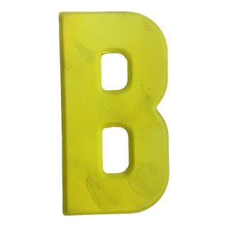 Vintage 1960’s Rustic Neon Green “B” Sign Beveled Letter For Sale