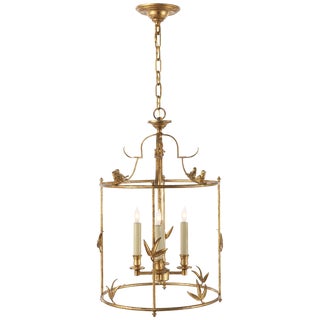 Chapman & Myers for Visual Comfort Signature Diego Grande Classical Perching Bird Lantern in Gilded Iron For Sale