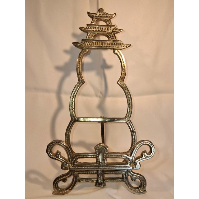 Vintage Handmade Brass Tabletop Easel With Pagoda. Mid-Century, Chinoiserie. For Sale In Atlanta - Image 6 of 10