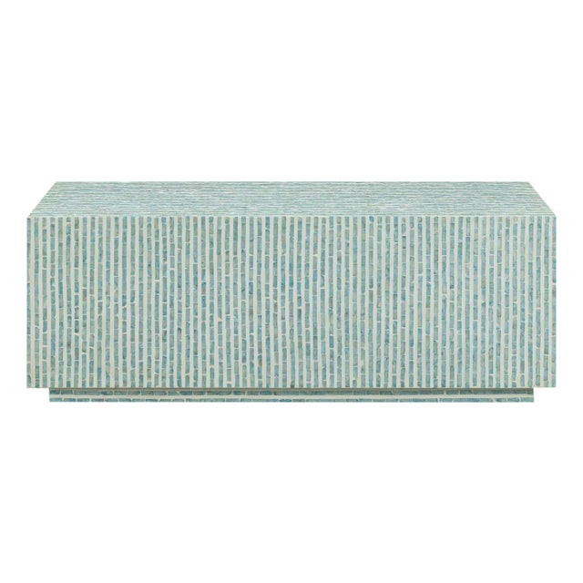 Sky Blue Earl Light Blue Capiz Shell Coffee Table For Sale - Image 8 of 8