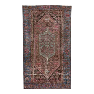 1960s Vintage Persian Distressed Handmade Tribal Pink Wool Rug