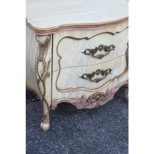 French Shabby Chic Painted Bombay Pair Nightstands Side Bedside Tables 2651