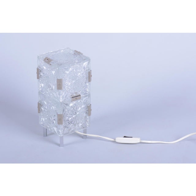 Mid-Century Czech Glass Table Lamp attributed to Kamenický Šenov, 1950s For Sale - Image 13 of 13