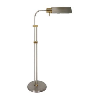 1990s Frederick Cooper Two Tone Nickel & Brass Pharmacy Floor Lamp For Sale