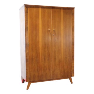 1960s Mid Century Modern Vintage Armoire Wardrobe Danish Style Bedroom Furniture For Sale