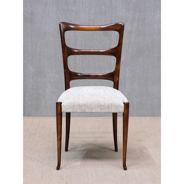 Textile Mahogany and Chenille Dining Chairs by Paolo Buffa, Italy, 1940s, Set of 8 For Sale - Image 7 of 17