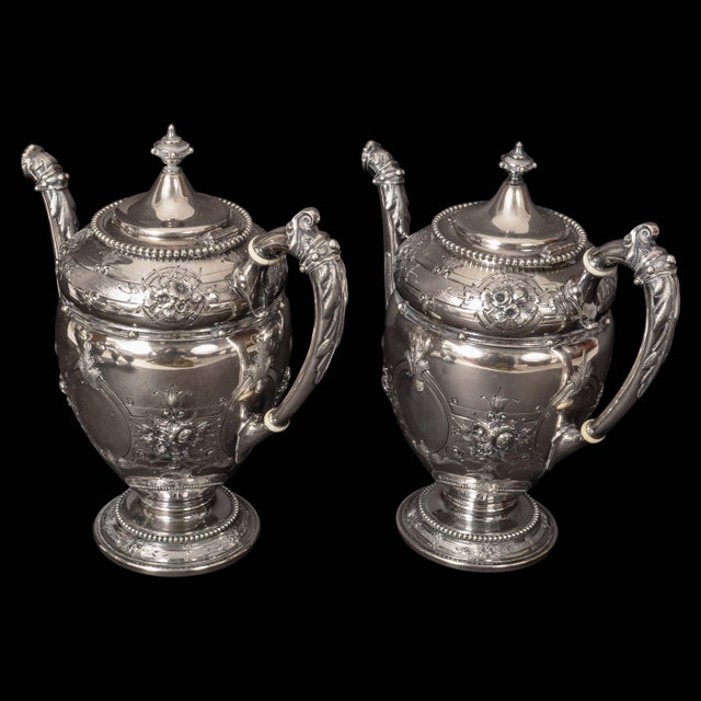 Antique American Gorham Coin Silver Mary Todd Lincoln Tea & Coffee Service, 1861 - 7 Pieces For Sale - Image 9 of 12