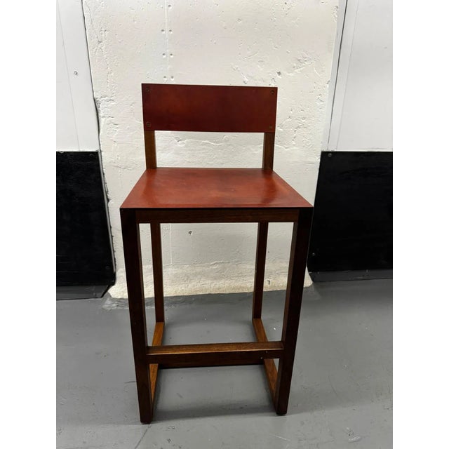 BDDW Original | Wood and Leather Guest Stool by Tyler Hays For Sale In New York - Image 6 of 13