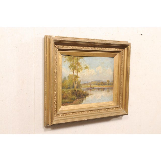 French Country French Country River Landscape, C. 1910 For Sale - Image 3 of 14
