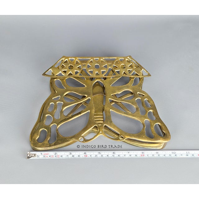 Mid 20th Century Large Brass Folding Butterfly Book Stand Art Easel For Sale - Image 5 of 6