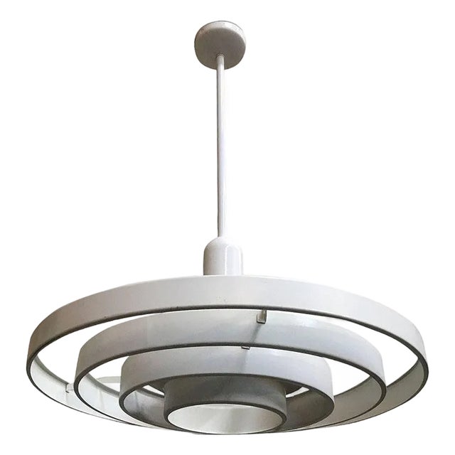 Mid-Century "Saturn" Ceiling Steel 19" Pendant by Kurt Versen, 18 Available For Sale