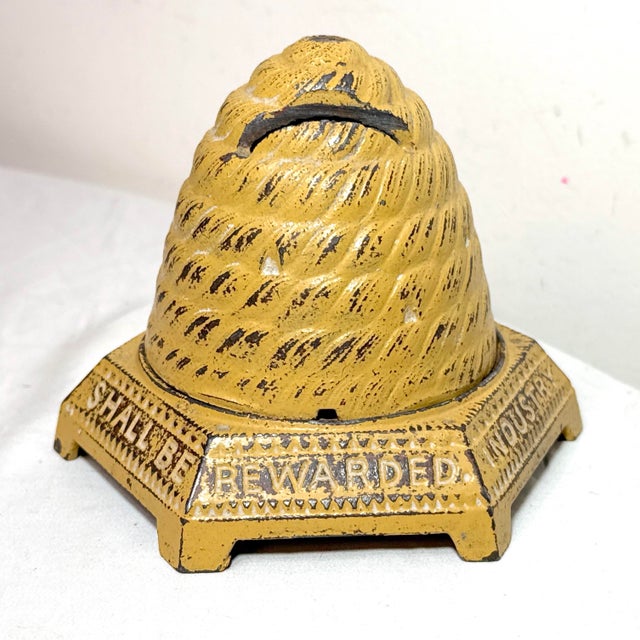 Antique Rare Early 1900's Industry Shall Be Rewarded Bee Hive Coin Still Bank For Sale In New York - Image 6 of 13
