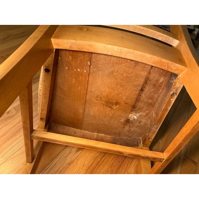 Antique Tiger Oak Rocking Chair, Side Chair and Accent Table, Set of 3 For Sale In Baltimore - Image 6 of 12