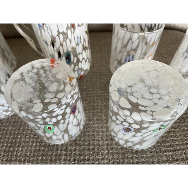 Murano Glasses and Carafe Set from Made Murano Glass, Set of 7 For Sale - Image 5 of 6
