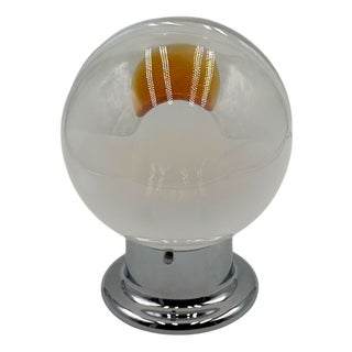 Table Lamp in Glass and Chrome Metal with Orange Accents, 1970s For Sale