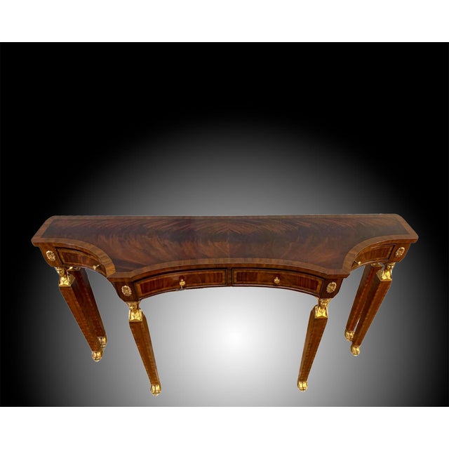Maitland-Smith Egyptian Revival Style Flame Mahogany & Ormolu Console Table For Sale In Los Angeles - Image 6 of 10