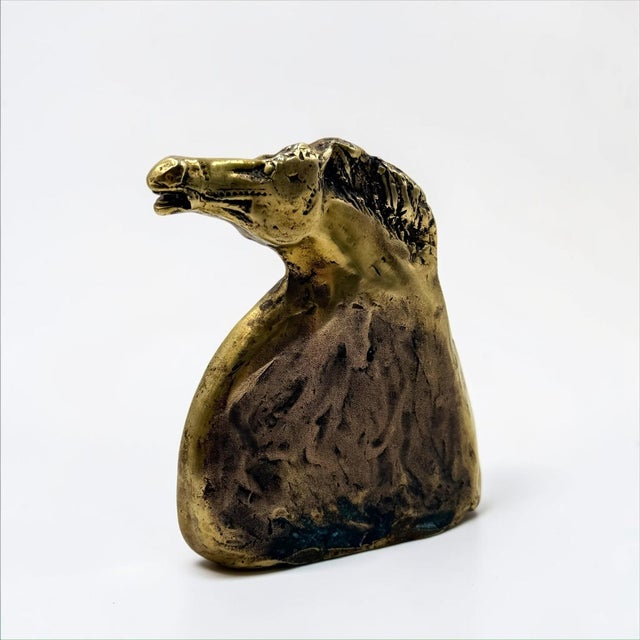 20th Century Italian Brass Horse Sculpture and Bookend, 1960s For Sale - Image 6 of 14