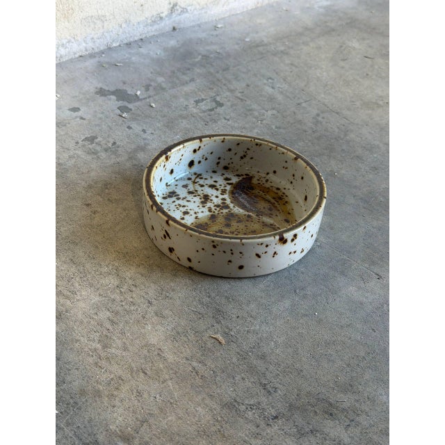 Ceramic Bowl With Speckled Glaze and Leaf Pattern Denmark Mid-Century Modern 1970s For Sale In Los Angeles - Image 6 of 9