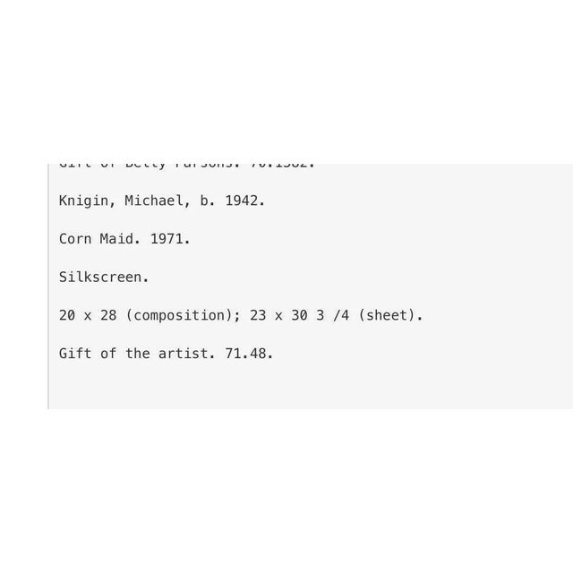 Yellow 1971 “Corn Maid” Abstract Figurative Lithograph Numbered 19/100 by Michael Knigin For Sale - Image 8 of 9