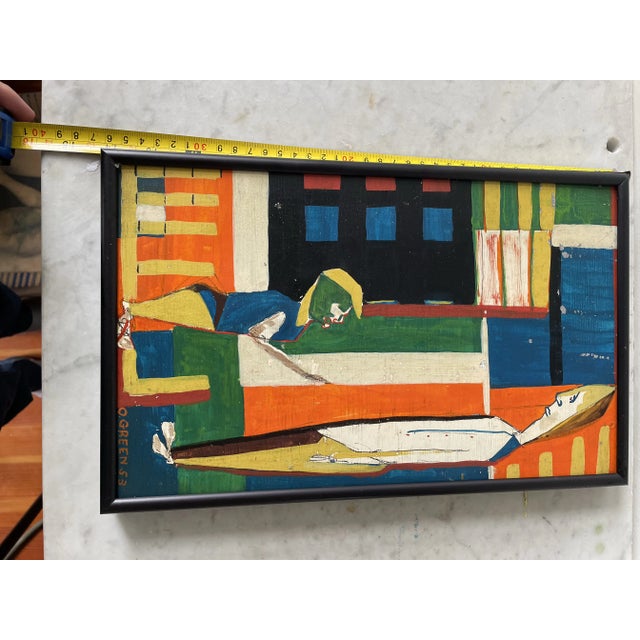 Mid-Century Modern Mid Century Modern Oliver Green Painting For Sale - Image 3 of 6