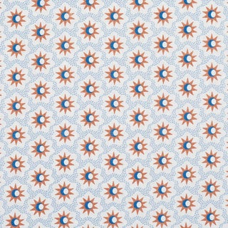 Schumacher Lucie Fabric In Clay & Blue For Sale