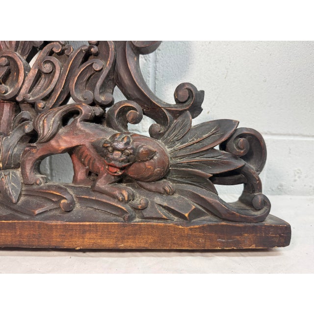 Large Antique 19th Century Carved Wood Architectural Salvage Pediment Sculpture For Sale - Image 4 of 12