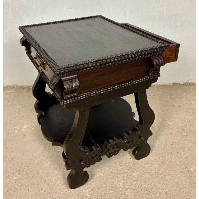 Portuguese Side Table with Drawer and Lower Shelf, 1930s For Sale - Image 4 of 16