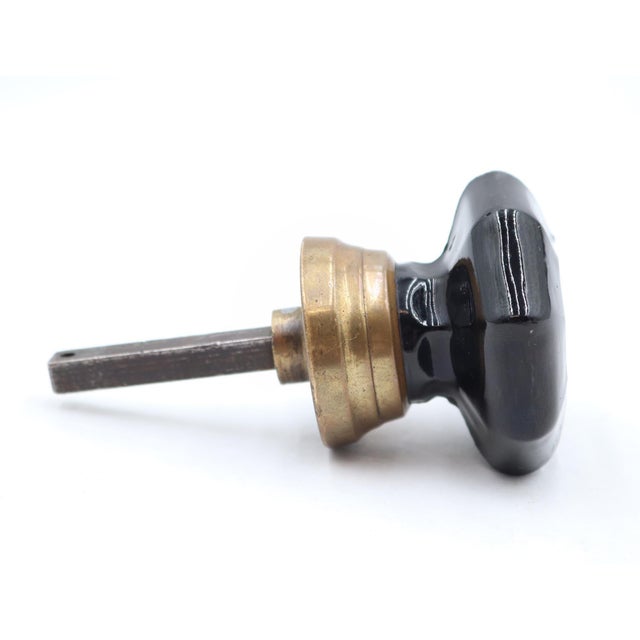 Antique Black Octagon Glass Wide Shank Door Knob For Sale - Image 4 of 5