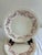 Set of four vintage Harker plates in the Royal Gadroon “Bridal Rose” pattern, featuring soft pink floral sprays and a...
