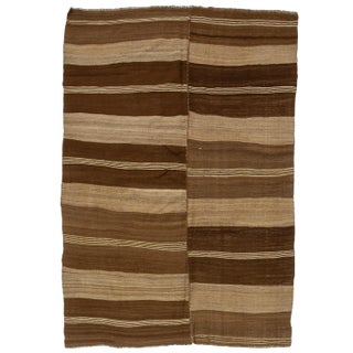 1960s Vintage Brown Natural Handwoven Kilim Rug- 6′6″ × 9′8″ For Sale