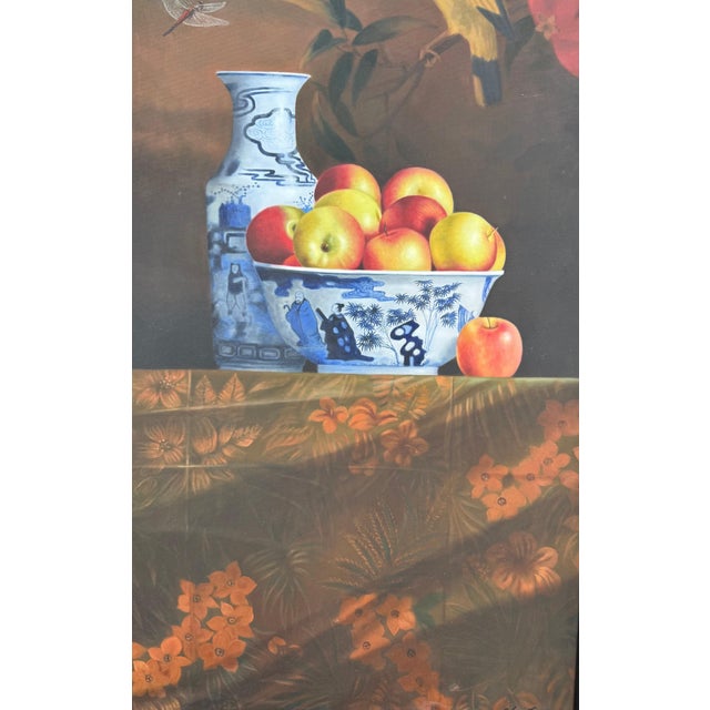 Late 20th Century Rene Chavelle, Large Trompe L'oeil Oil Painting Rene Chavelle Belgian Hyper Realist Apples, c.1980's For Sale - Image 5 of 10
