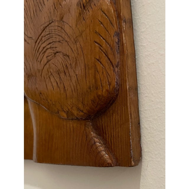 Portraiture 1940s Portrait in Profile Bas Relief Wood Sculpture For Sale - Image 3 of 4