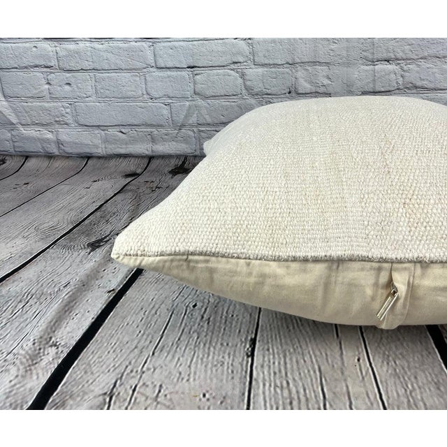 20 x 20 Hemp Pillow Turkish Cushion Natural Grayish White Pillow Cushion Cover For Sale - Image 4 of 4