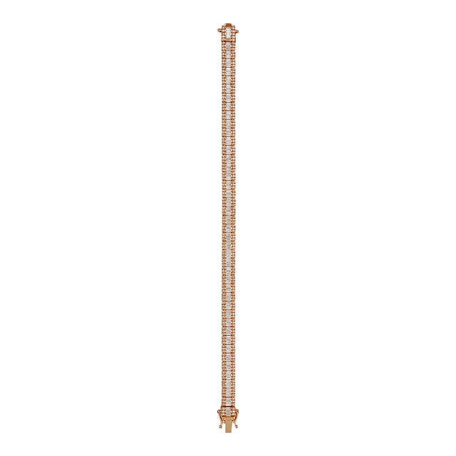 10k Rose Gold 4-7/8 CTTW Natural Round & Baguette Diamond Bracelet, 8 In For Sale