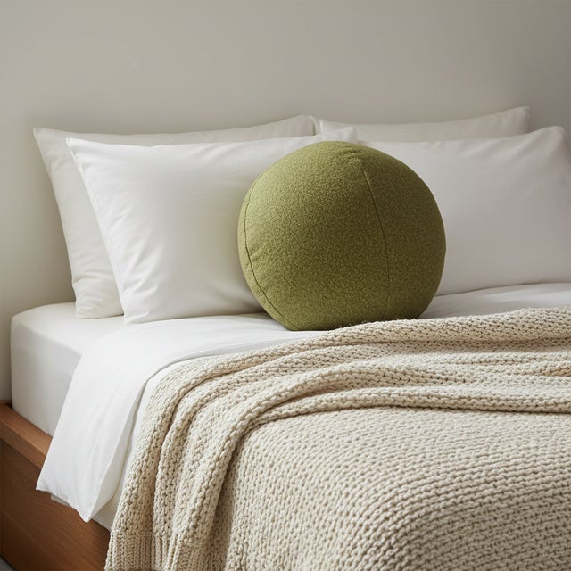 Textile Qivuit Green Round Pillow For Sale - Image 7 of 7