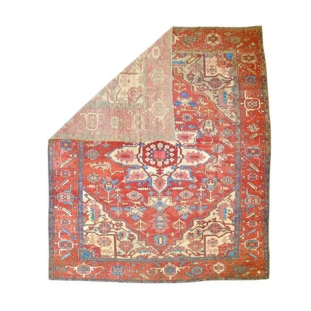 Antique Persian Serapi Rug 10’4” x 12’0". A higher grade of Heriz carpets, usually in medallion designs, with crisp...