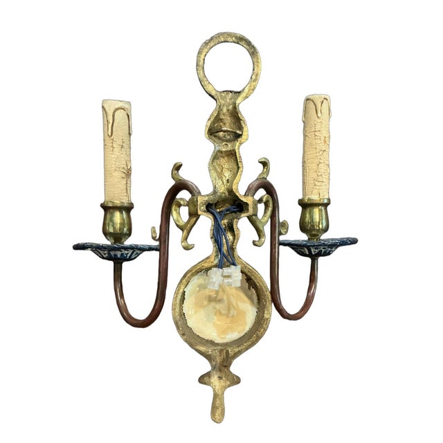 Mid 20th Century Dutch Delft Hand Painted Sconces - Pair For Sale - Image 6 of 13