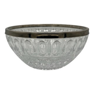 Vintage Heavy Cut Crystal, Silver Plated Rim For Sale