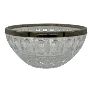 Vintage Heavy Cut Crystal, Silver Plated Rim