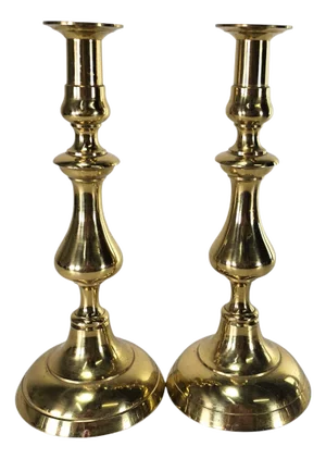Vintage Empire-Style Brass Candlesticks – 12” Traditional Candle Holders, Pair
