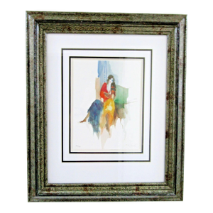 1990s Itzchak Tarkay Pencil Signed and Numbered Lithograph Seated Bohemian Woman