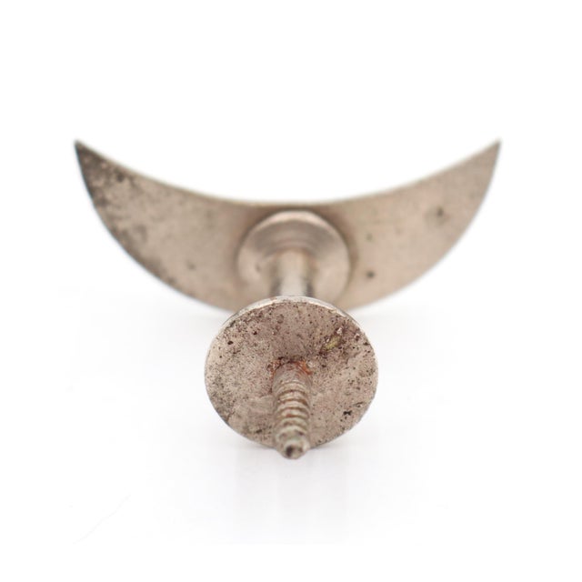 Set of Vintage Nickeled Brass Crescent Moon Drawer Knobs For Sale - Image 6 of 6
