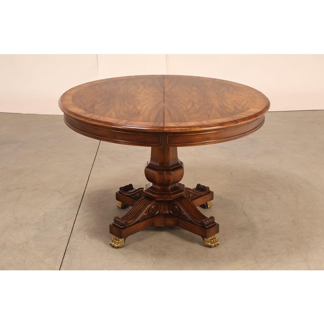 Karges Walnut Round Extendable Dining Table With Three Leaves For Sale - Image 16 of 18